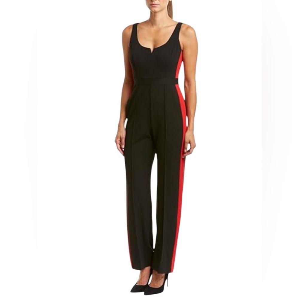Donna Morgan Black and Red Striped Jumpsuit Size 16
